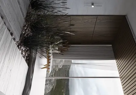 Wnętrze z roślinami i drewnianymi elementami, styl boho, japandi i rustykalny.