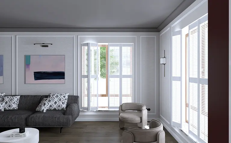 Wnętrze salonu w stylu quiet luxury z tradycyjnymi akcentami.