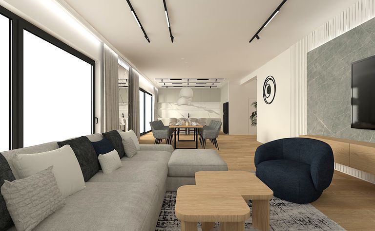 Projekt aranżacji wnętrza domu jednorodzinnego w Warszawie