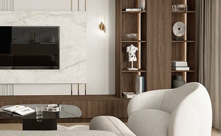 Salon w stylu minimalistycznym z nowoczesnymi meblami i soft minimalizmem.