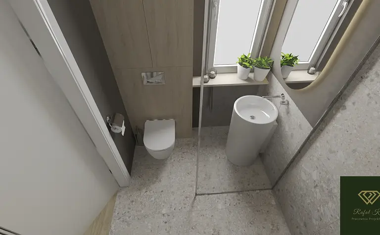 Nowoczesna łazienka z białą armaturą i minimalistycznymi detalami