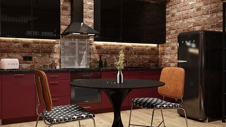 Eklektyczna Odwazna Kuchnia z Salonem