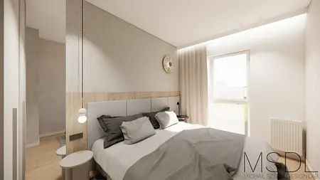 Sypialnia z minimalistycznym wystrojem, boho i skandynawskim akcentem.
