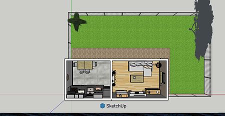 Kuchnia w stylu art deco i skandynawskim z drewnianym stołem i minimalistycznym wykończeniem.