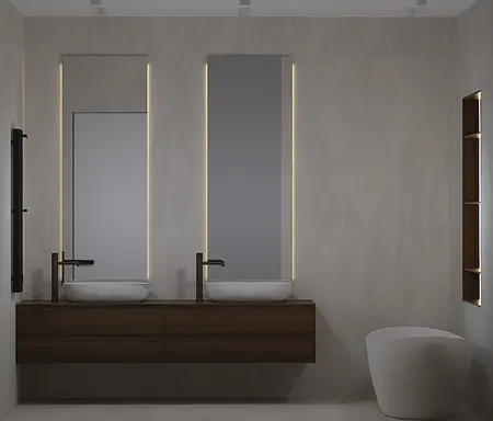 Nowoczesna łazienka w stylu japandi z minimalistycznymi akcentami.