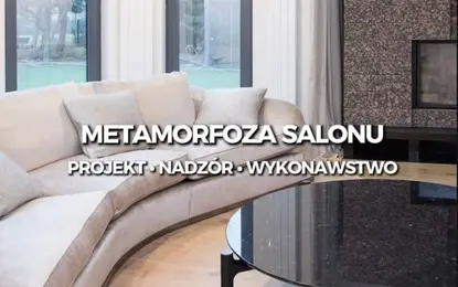 Wnętrze salonu w stylu eklektycznym, nowoczesnym i tradycyjnym z jasną sofą i ciemnym stołem.