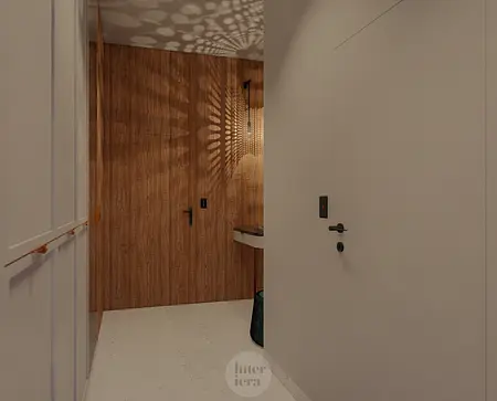 Nowoczesny przedpokój w stylu eklektycznym z elementami dopamine decor.