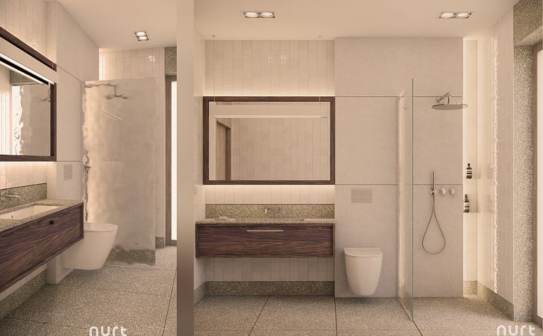 Łazienka "deszcz na betonie"