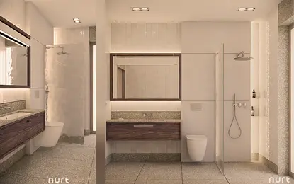 Łazienka "deszcz na betonie"