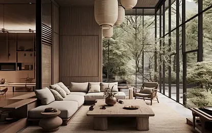 Salon w stylu Japandi