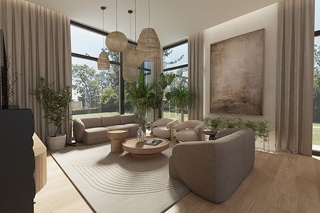 Wnętrza Boho, dom jednorodzinny w Niemczu