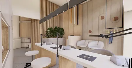 Minimalistyczne wnętrze z boho i japandi, z drewnem i roślinami.
