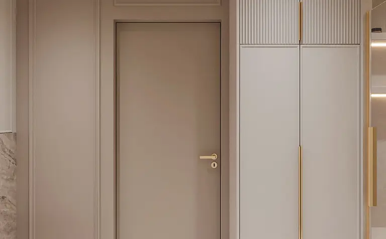 Nowoczesna łazienka z beżowym wykończeniem, minimaluxe i soft minimalizm.