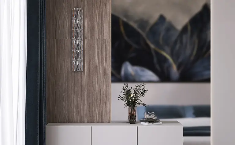 Wnętrze sypialni w stylu minimalistycznym i nowoczesnym z szarymi i białymi elementami.