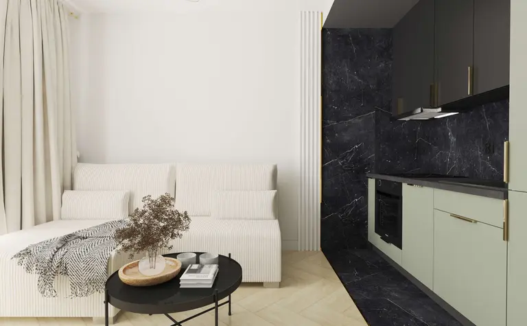 Wnętrze salonu z boho i minimalistycznymi akcentami.
