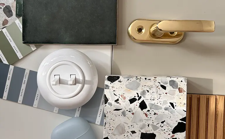 Detale wnętrza w stylach eklektycznym, skandynawskim i vintage z zielonymi akcentami.