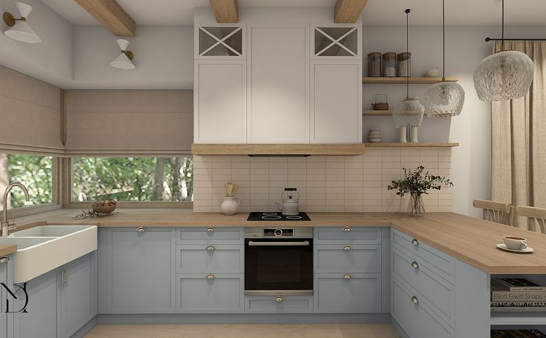 Parter domu w stylu modern farmhouse