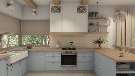 Parter domu w stylu modern farmhouse