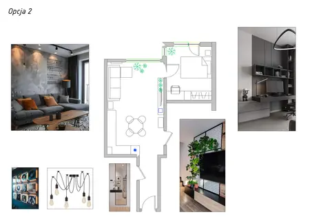 Wnętrze salonu w stylu industrialnym, minimalistycznym i nowoczesnym z szarymi ścianami.