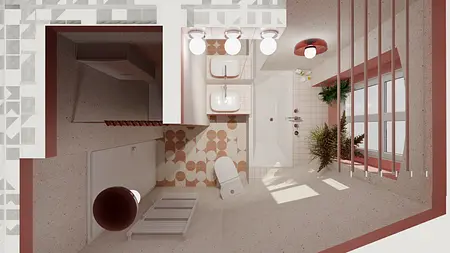 Nowoczesna łazienka w stylu dopamine decor, eklektycznym i vintage z roślinami.