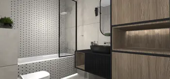 Łazienka w stylu industrialnym z minimalistycznymi meblami, skandynawskim designem i nowoczesnymi akcentami.
