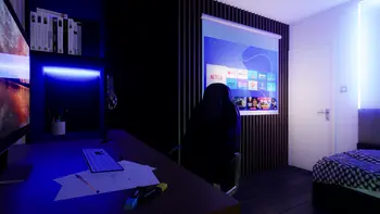 Wnętrze nowoczesnego biura z minimalistycznym designem i skandynawskimi akcentami.