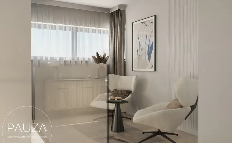 Pracownia architektoniczna z nowoczesnymi meblami i minimalistycznym wystrojem.