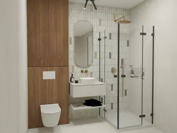 Nowoczesna łazienka w soft minimalizmie z vintage elementami.
