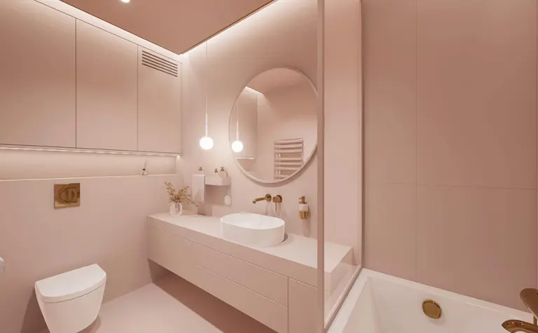 Nowoczesna łazienka w stylu japandi z minimalistycznymi detalami