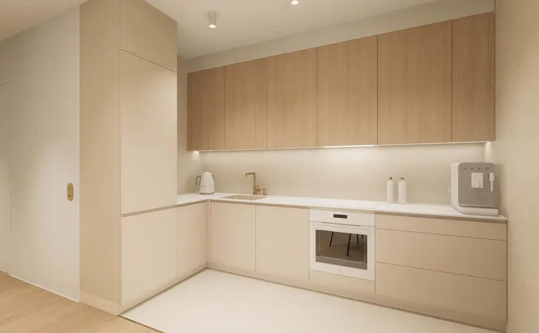 Nowoczesna kuchnia japandi z minimalistycznym designem i quiet luxury.