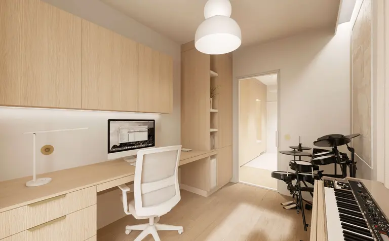 Wnętrze gabinetu w stylu japandi, minimalistycznym, nowoczesnym i quiet luxury.