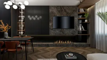 Wnętrze z eklektycznym stylem, nowoczesnymi meblami, quiet luxury i współczesnym wykończeniem.
