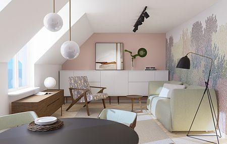 Elegancja kawalerka na poddaszu w stylu art deco