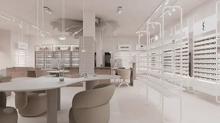 Wnętrze sklepu w stylu japandi z minimalistycznymi meblami