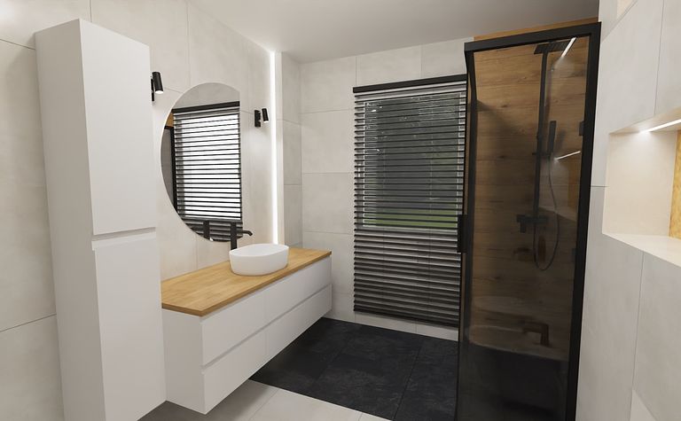 Biało czarna łazienka 