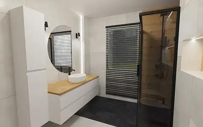 Biało czarna łazienka 