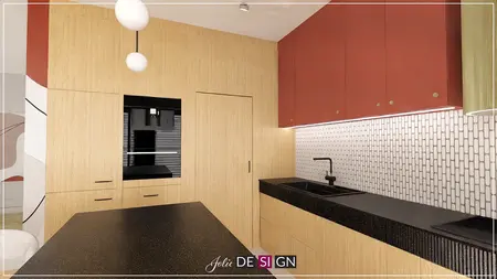 Wnętrze kuchni w stylu boho z eklektycznymi akcentami.