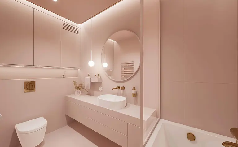 Nowoczesna łazienka w stylu japandi z minimalistycznymi detalami