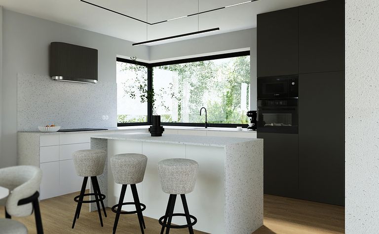 Projekt kuchni i łazienki w domu jednorodzinnym w Ołtarzewie