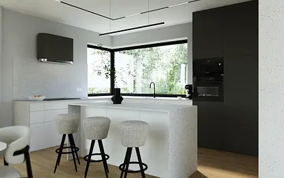 Projekt kuchni i łazienki w domu jednorodzinnym w Ołtarzewie