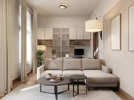 Wnętrze salonu w stylach art deco, glamour, soft minimalizm, tradycyjny.