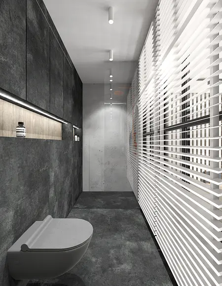 Nowoczesna łazienka w stylu industrialnym z minimalistycznym designem