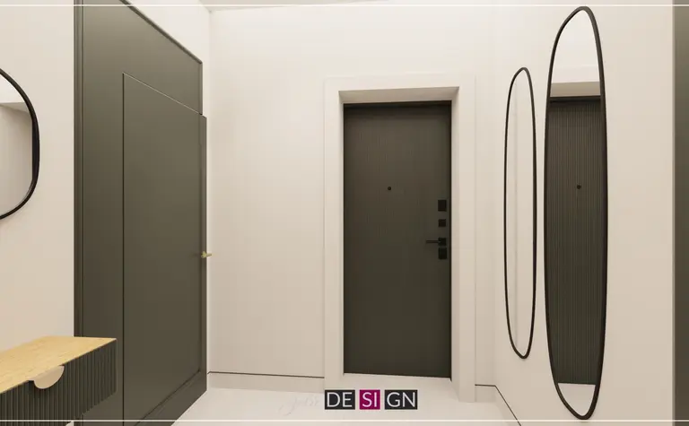 Przedpokój w stylu boho z eklektycznymi lustrami i nowoczesnymi akcentami.