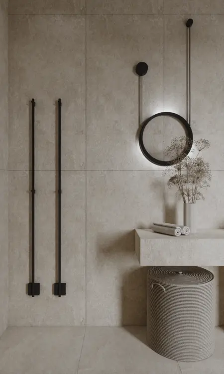 Minimalistyczna łazienka z nowoczesnymi akcentami skandynawskimi.