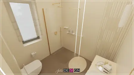 Nowoczesna łazienka z elementami boho i eklektycznymi.