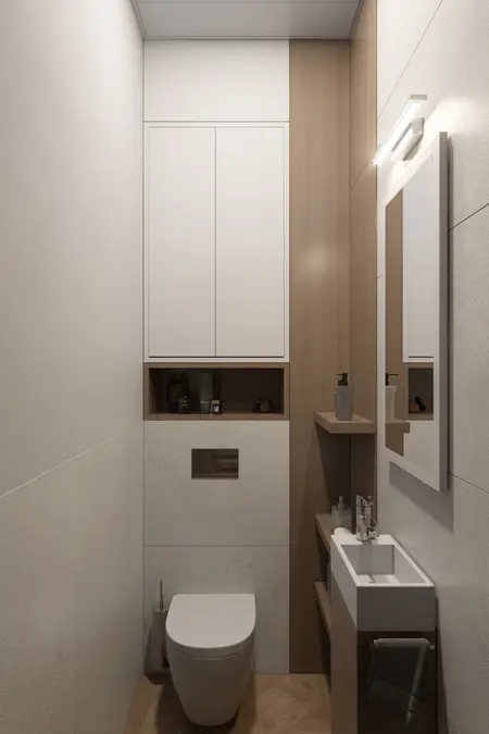 Nowoczesna toaleta w stylu art deco, glamour, soft minimalizm i tradycyjny z białymi meblami.