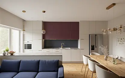 Dom z burgundem i granatem