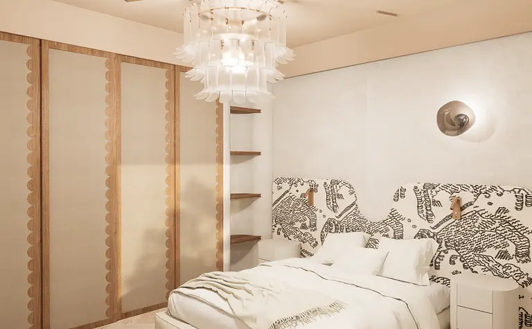 Wnętrze sypialni w stylu japandi z elementami glamour i soft minimalizmu