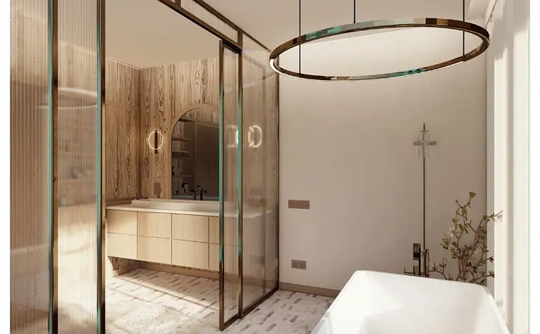 Nowoczesna łazienka z elementami glamour i quiet luxury