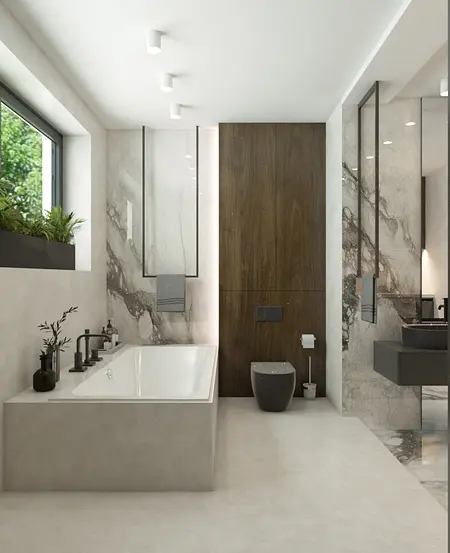 Nowoczesna łazienka z eklektycznymi i glamour detalami.